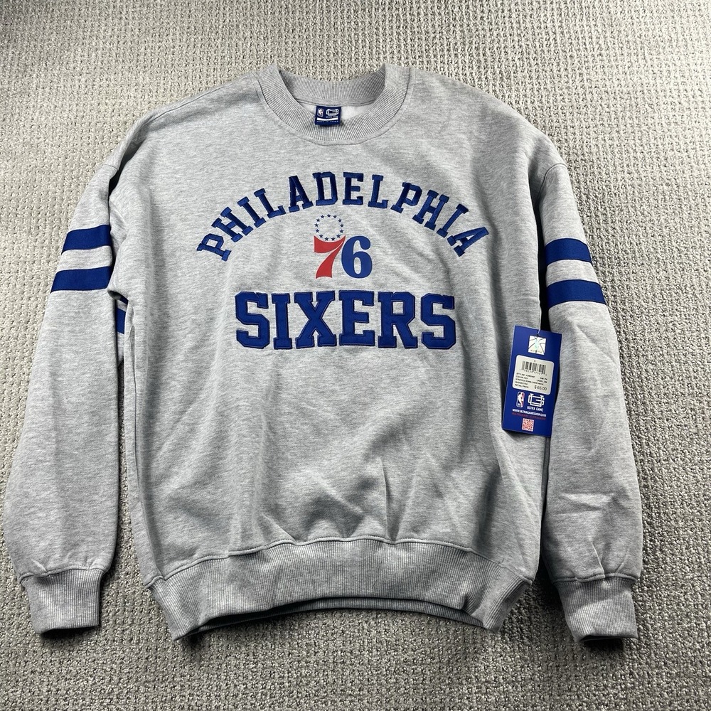 Philadelphia 76ers Crewneck Sweatshirt NBA Ultra GAME Gray Mens Small NWT